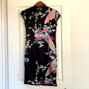 Qipao Midi black Dress knee level size small